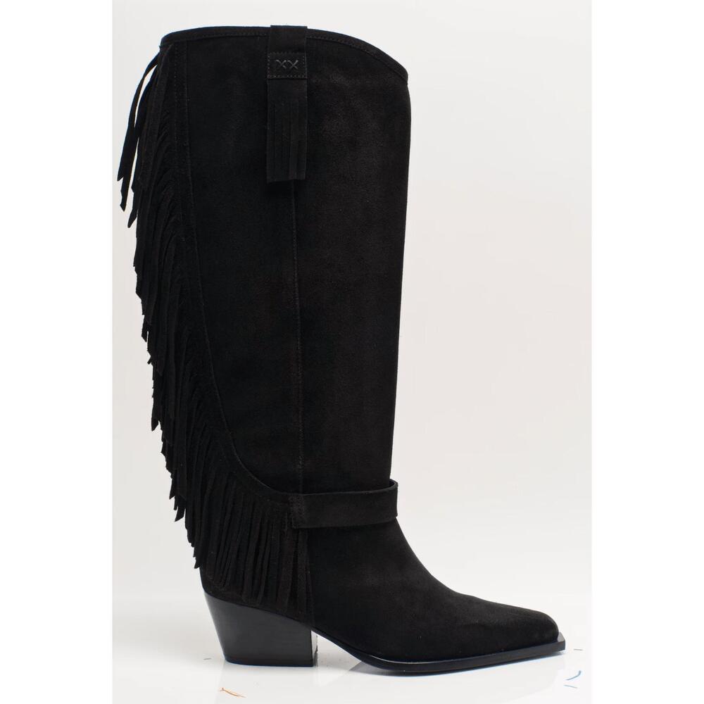 NEW FREE PEOPLE women's faith fringe western boots in black - Picture 1 of 4